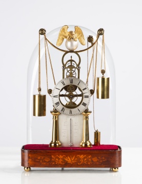 Fancy Clock with Glass Dome & Music Box Base, Attributed to Simon Willard