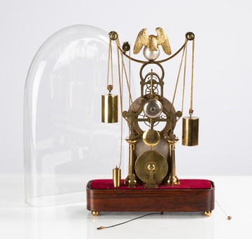 Fancy Clock with Glass Dome & Music Box Base, Attributed to Simon Willard