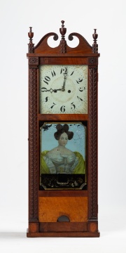 Extremely Rare NY Shelf Clock with Fancy Case & Woman's Portrait