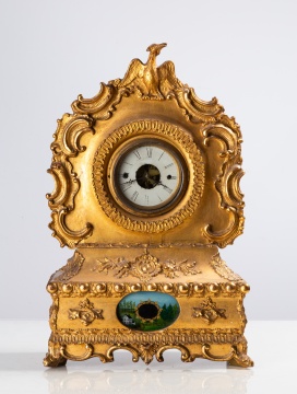 Rare Irenus Atkins Gilt Cased Mantel Clock