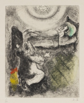 Marc Chagall (Russian/French, 1887-1985) Elijah Raising the son of the Widow, from : The Bible (Cramer books 30)