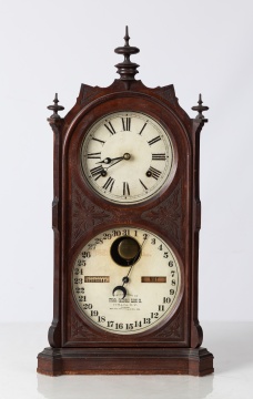 Ithaca Double Dial Calendar Shelf Clock