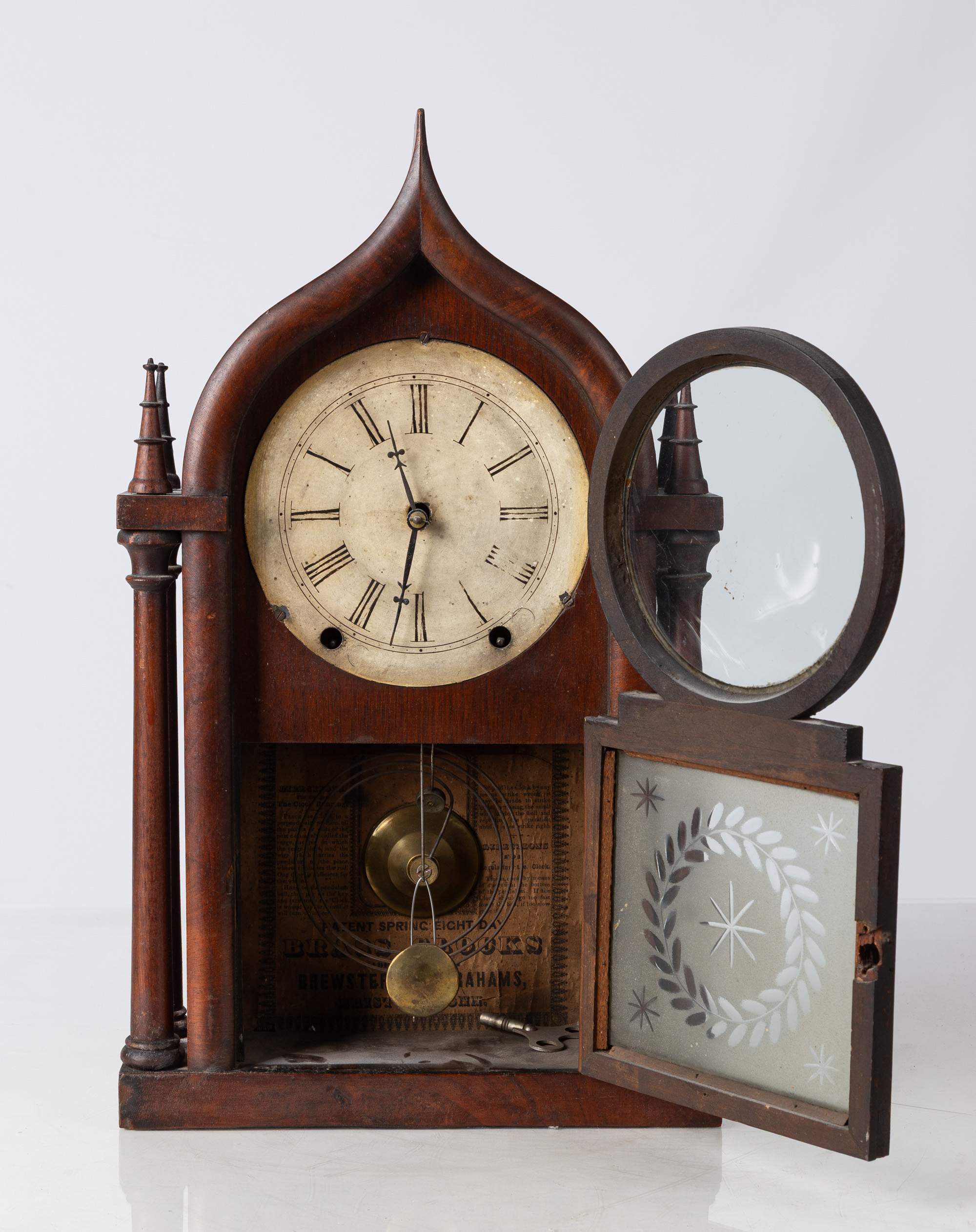 Four Column Onion Top Shelf Clock | Cottone Auctions