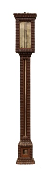D. E. Lent Ripple Front Walnut Barometer