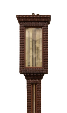 D. E. Lent Ripple Front Walnut Barometer