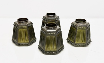 Four Tiffany Studios Linenfold Shades
