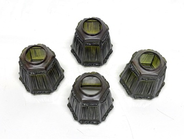 Four Tiffany Studios Linenfold Shades