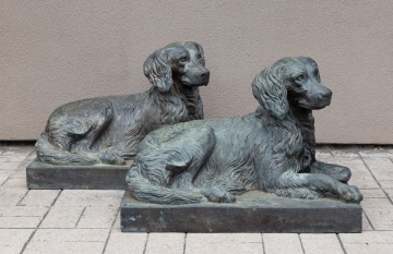 Pair of Victor Heinrich Seifert (1870-1953) Irish Setter Zinc Garden Sculptures