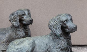 Pair of Victor Heinrich Seifert (1870-1953) Irish Setter Zinc Garden Sculptures