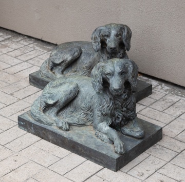 Pair of Victor Heinrich Seifert (1870-1953) Irish Setter Zinc Garden Sculptures