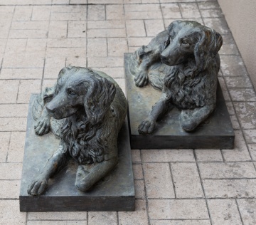 Pair of Victor Heinrich Seifert (1870-1953) Irish Setter Zinc Garden Sculptures