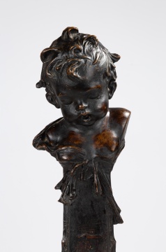 Henry Linder (1854-1910) Art Nouveau Bronze Andirons