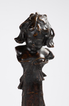 Henry Linder (1854-1910) Art Nouveau Bronze Andirons