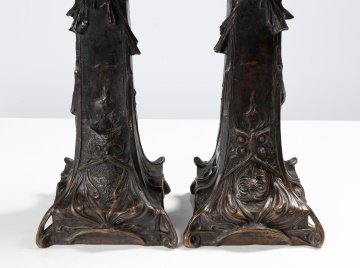 Henry Linder (1854-1910) Art Nouveau Bronze Andirons