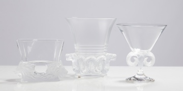 Lalique Azteca, Venise Vases, & Aries Compote