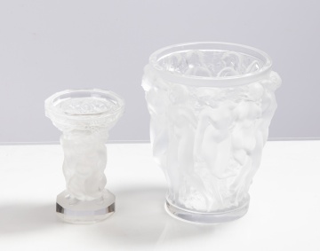 Lalique Bacchantes Vase & Art Deco Cherub Crystal Vase