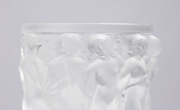 Lalique Bacchantes Vase & Art Deco Cherub Crystal Vase