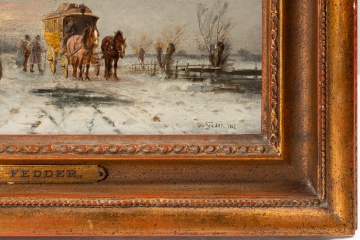 Otto Karl Heinrich Fritz Fedder (German, 1873-1918) Horse and Buggy Winter Scene