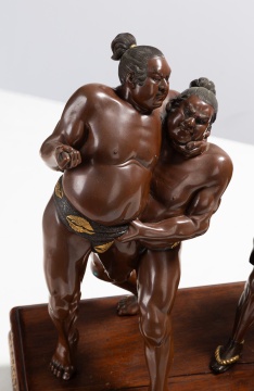 Japanese Meji Mixed Metal Sumo Wrestlers