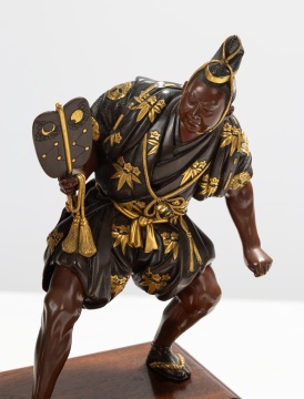 Japanese Meji Mixed Metal Sumo Wrestlers