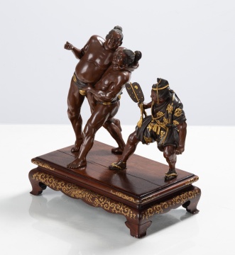 Japanese Meji Mixed Metal Sumo Wrestlers