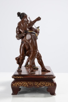 Japanese Meji Mixed Metal Sumo Wrestlers