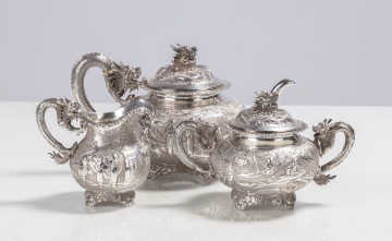 Chinese Silver Tea Pot, Sugar, & Creamer