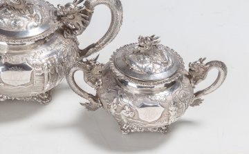 Chinese Silver Tea Pot, Sugar, & Creamer