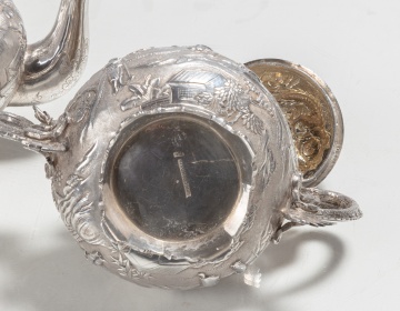 Chinese Silver Tea Pot, Sugar, & Creamer