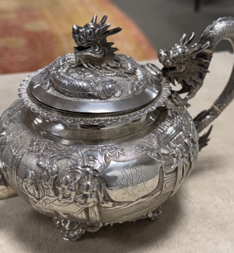 Chinese Silver Tea Pot, Sugar, & Creamer