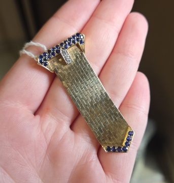 Cartier Diamond & Sapphire Buckle Brooch