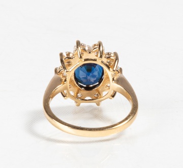 14K Gold, Sapphire, & Diamond Ring