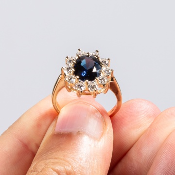 14K Gold, Sapphire, & Diamond Ring