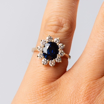 14K Gold, Sapphire, & Diamond Ring