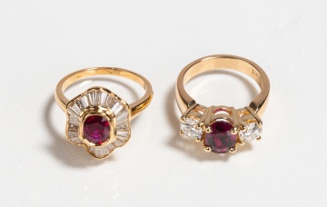 14K Gold, Ruby, & Diamond Rings