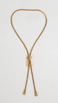 18K Gold Lariat Necklace with Slide Pendant / Bolo Tie