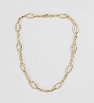 18K Gold Necklace with Bezel Set Diamonds