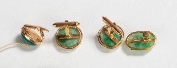 14K Gold & Jade Cufflinks, Earrings, & Pendants