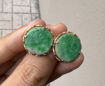 14K Gold & Jade Cufflinks, Earrings, & Pendants