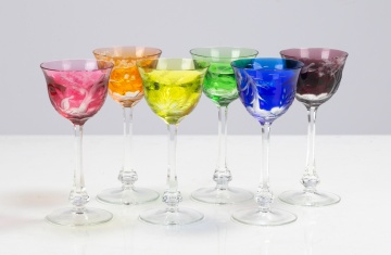 Six Moser Crystal Goblets / Cordials