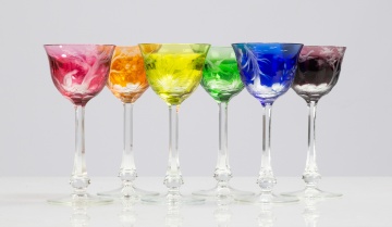 Six Moser Crystal Goblets / Cordials