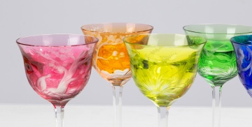 Six Moser Crystal Goblets / Cordials