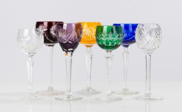 Seven Cut Glass Crystal Goblets