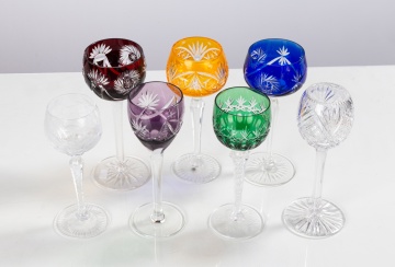 Seven Cut Glass Crystal Goblets
