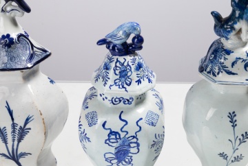 Three Delft Covered Vases