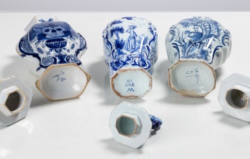 Three Delft Covered Vases