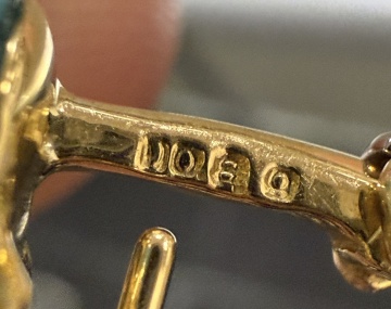 Rose de Noel style, 18K Gold, Turquoise & Diamond Earrings