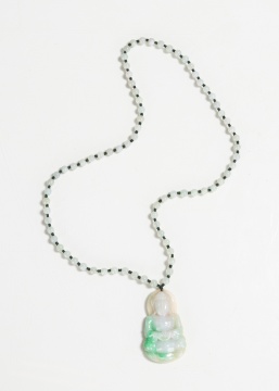 Chinese Carved Jade Buddha Necklace