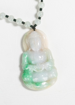 Chinese Carved Jade Buddha Necklace