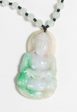 Chinese Carved Jade Buddha Necklace